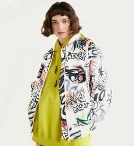 Oversized Printed Bomber Jacket